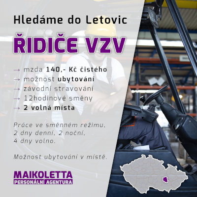 Volná pozice: Obsluha (řidič) VZV - Letovice | Maikoletta s.r.o.,personální agentura, personální agentura Blansko, personální agentura Brno, personální agentura Olomouc, personální agentura Prostějov, personální agentura Vyškov, personální agentura Letovice, agenturní zaměstnávání, agenturní zaměstnanci, personální agentura Praha, personální agentura Liberec, personální agentura Jablonec nad Nisou, personální agentura Hrádek nad Nisou,Letovice,Obsluha (řidič) VZV,nabídka,práce,nabídka práce,nabídka práce Letovice,práce Letovice,práce s ubytováním Letovice, ubytování Letovice, práce Obsluha (řidič) VZV, nabídka práce Obsluha (řidič) VZV