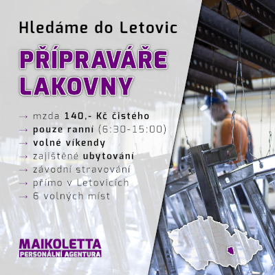 Volná pozice: Přípravář lakovny - Letovice | Maikoletta s.r.o.,personální agentura, personální agentura Blansko, personální agentura Brno, personální agentura Olomouc, personální agentura Prostějov, personální agentura Vyškov, personální agentura Letovice, agenturní zaměstnávání, agenturní zaměstnanci, personální agentura Praha, personální agentura Liberec, personální agentura Jablonec nad Nisou, personální agentura Hrádek nad Nisou,Letovice,Přípravář lakovny,nabídka,práce,nabídka práce,nabídka práce Letovice,práce Letovice,práce s ubytováním Letovice, ubytování Letovice, práce Přípravář lakovny, nabídka práce Přípravář lakovny